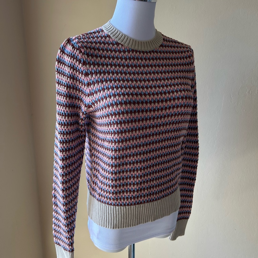 Weekend Max Mara “Revere” Multicolor Waffle Weave Knit Striped Sweater, Sz Small
